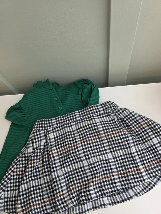 The Beaufort Bonnet Company Plaid 4t Skirt & Janie And Jack Green Blouse Outfit - Picture 6 of 7